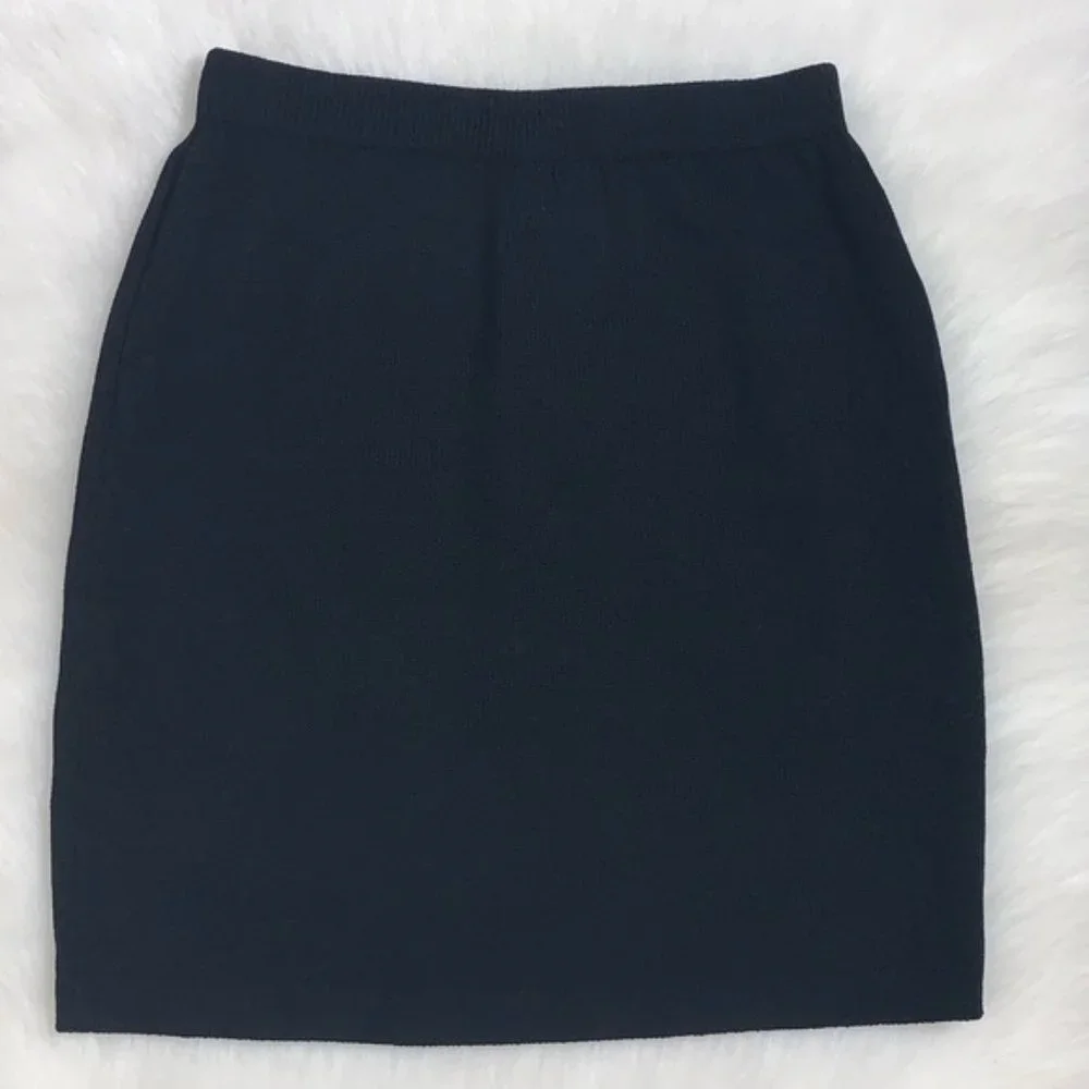St. John by Marie Gray Wool Blend  Black Knit Skirt Sz 2